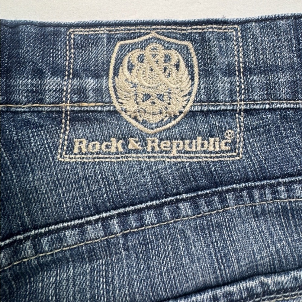 Rock & Republic Jeans Size 30 Bootcut Flare Embroidered R Pockets Y2K Blur